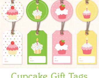Cupcake Birthday Gift Tags - Instant Download Printable Gift Labels