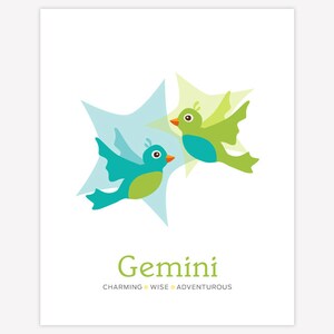 Gemini Nursery Art - Instant Download Printable Wall Decor for Baby Nursery, Kids and Childrens Rooms - 8 x10 Zodiac Baby Art Print