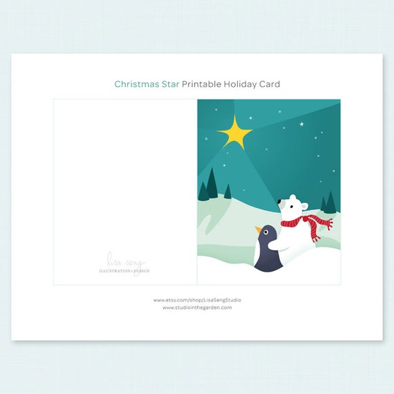 Printable Xmas Card - Xmas Star Printable Vacation Card - Polar Undertake Penguin Printable Xmas Card PDF - 4.25\ graphic regarding Christmas Star Printable named Printable Xmas Card - Xmas Star Printable Holiday vacation Card - Polar Undertake Penguin Printable Xmas Card PDF - 4.25\