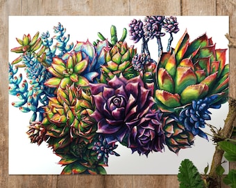 Succulents Art Print, Garden Poster