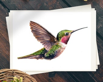 Hummingbird Art Print, Watercolor Bird Poster and Mother's Day Gift