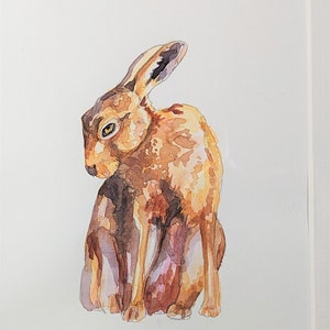 Watercolor Rabbit Painting: Handcrafted Animal Art (8x10 in)