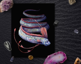 Oarfish Watercolor Print: Marine Art Coastal Decor