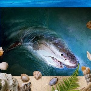 Shark Art Print, Ocean Decor