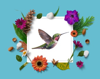 Hummingbird Poster- Hummingbird print,wall art, Gift for her, bird poster, wall hanging, bird art, nature art, bird painting