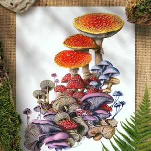 Enchanting Watercolor Mushroom Poster - Nature&#39;s Delight Poster