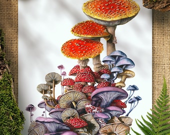 Enchanting Watercolor Mushroom Poster - Nature's Delight Poster