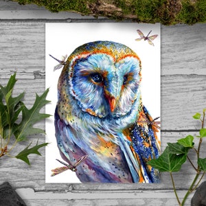 Owl Art Print, Fantasy Bird Poster