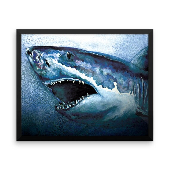 Great White Shark Framed Poster Painting Print - Framed Shark Pictures Great White Shark Framed Poster Painting Print - Framed Shark Pictures