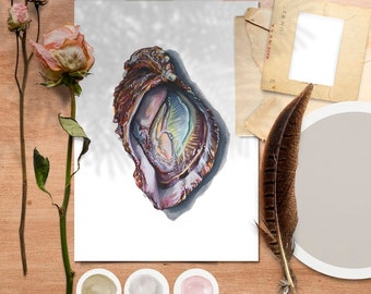Seafood Splendor: Watercolor Oyster Art Print for Home Decor