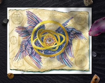 Arcane Guardian: Seraphim Print for Esoteric Decor