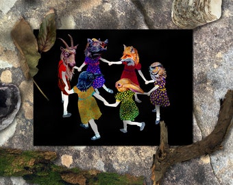 Ring Around The Rosie Poster, Spooky folk horror artwork, dark nature art