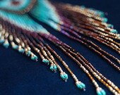 Maui Swan Designs quot Golden Cascading Feathers quot Long Seed Bead Earrings with 14K Gold filled Beads