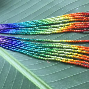 8 Long Maui Rainbow Delicate Glass Seed Bead Earrings image 1