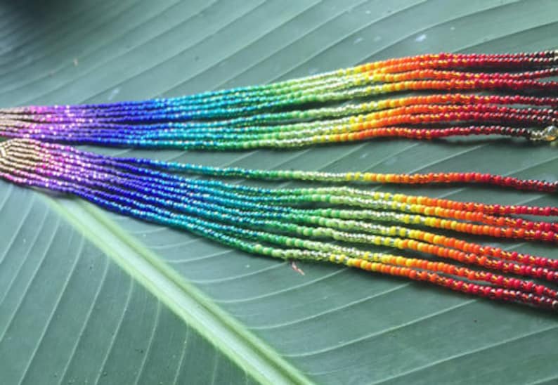 8 Long Maui Rainbow Delicate Glass Seed Bead Earrings image 1