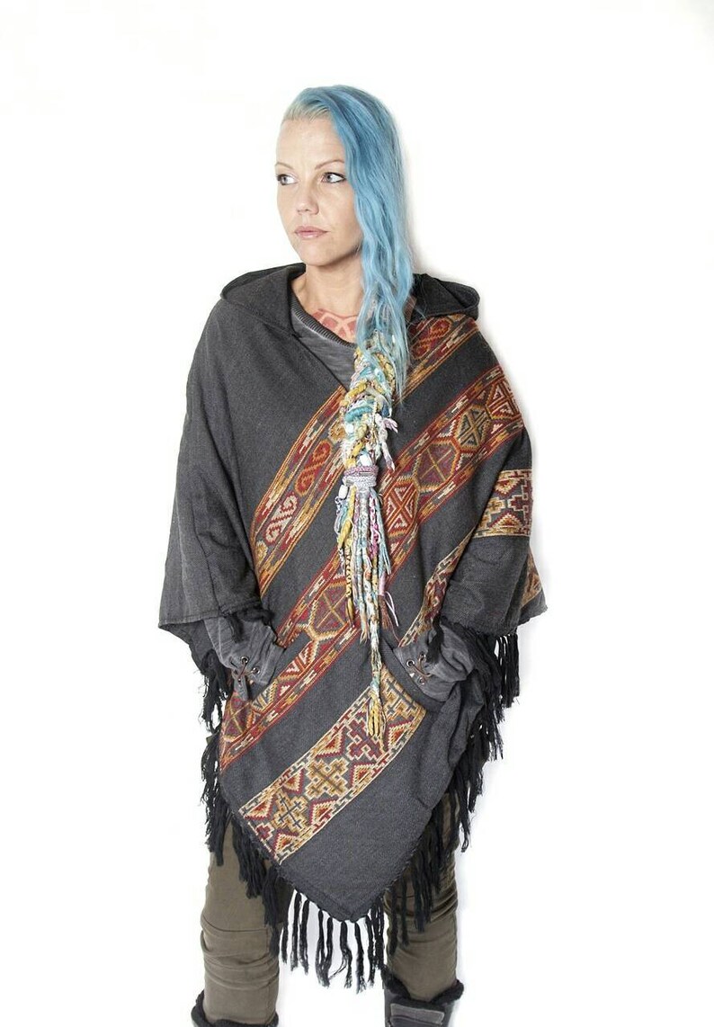 Poncho hooded camping cape Black
