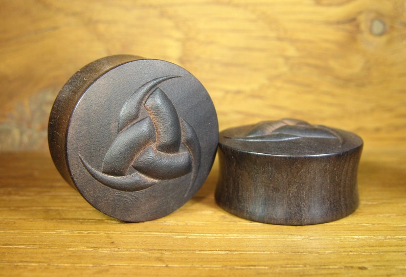 Triple Horn of Odin Organic Handmade Wooden Ear PlugsGauges 10mm-40mm size