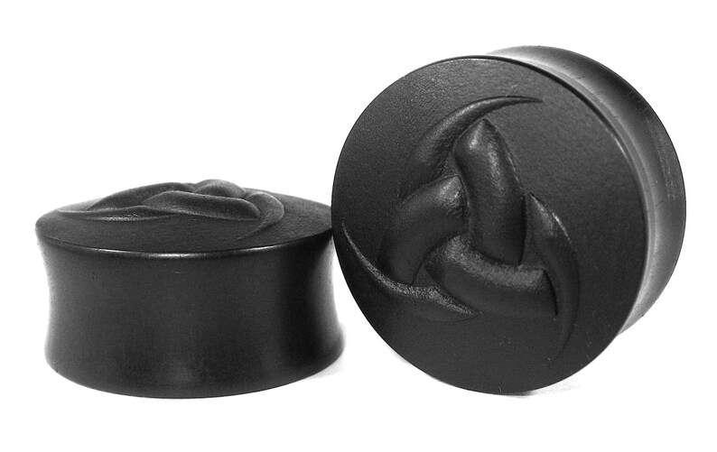 Triple Horn of Odin Organic Handmade Wooden Ear PlugsGauges 10mm-40mm size