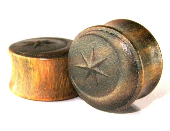 Triple Horn of Odin Organic Handmade Wooden Ear PlugsGauges 10mm-40mm size