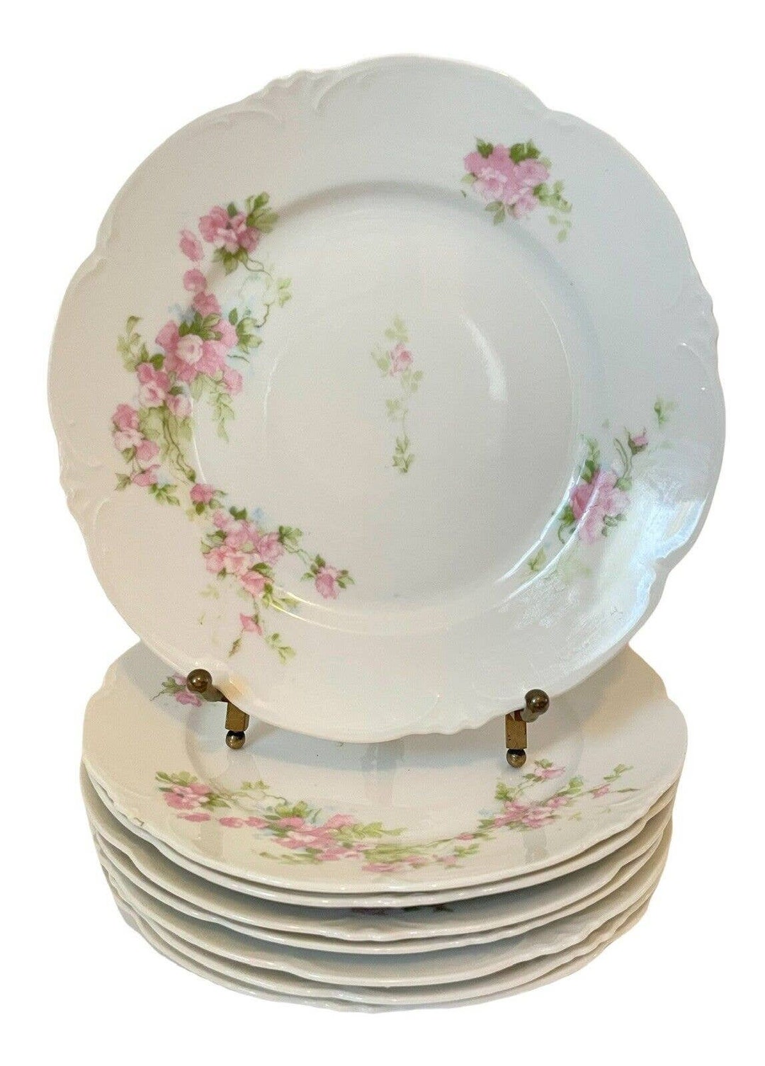 HABSBURG CHINA AUSTRIA Floral Pink Flowers Plate. Set of 8 Etsy
