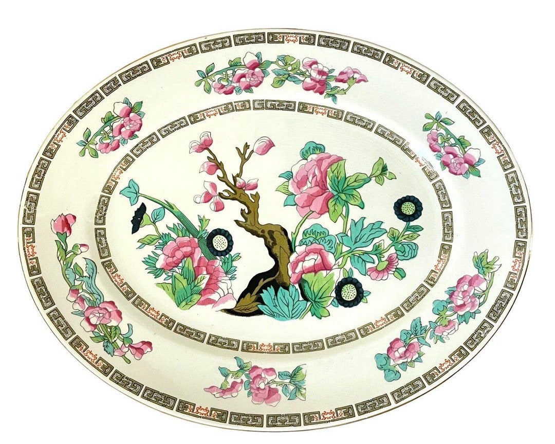 Morley Ware Indian Tree Dinner Plates, Serving Platter. England. 1940s. Etsy