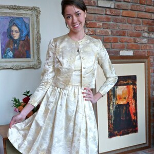 Cocktail Dress 1960s Custom Made Cropped Jacket Couture Sixties 1960s Vintage
