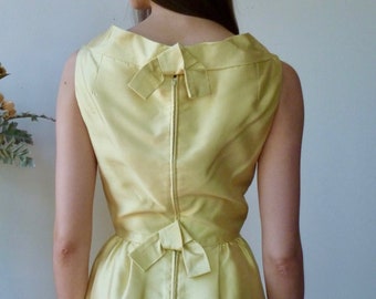 Harold Levine Bonwit Couture Gown 1960s Yellow Dupioni Silk Bonwit Teller