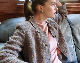 1960s Couture Suit Imported Irish Tweed Skirt and Cropped Jacket Custom-Made OOAK Preppy Vintage