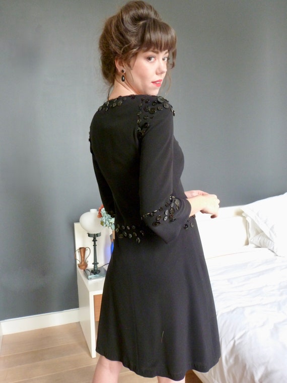 Sybilla Button Dress NWT Black Silk Cocktail Dres… - image 6