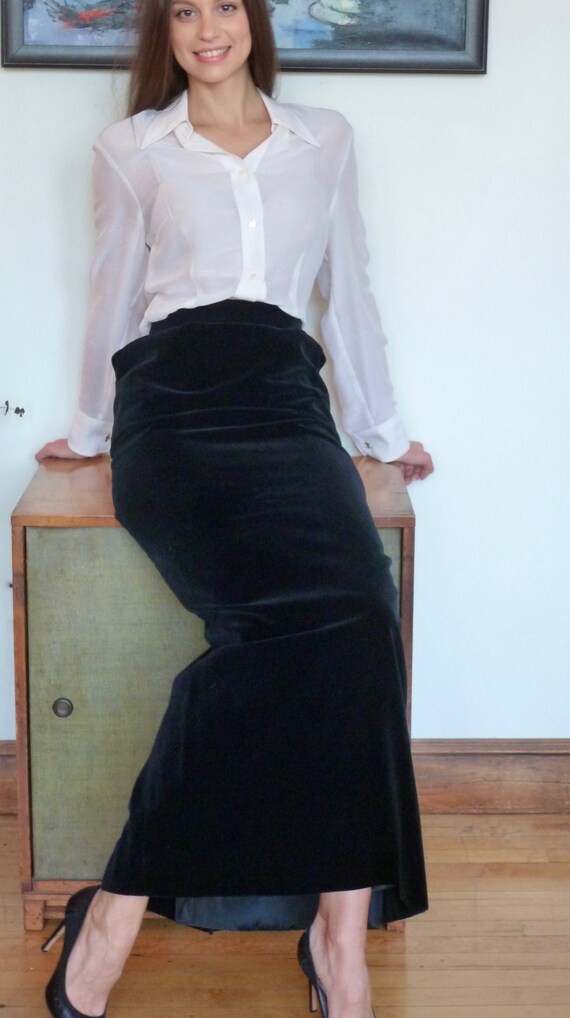 Jean Patou Evening Skirt Black Velvet Couture 196… - image 6