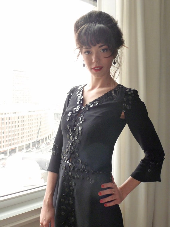 Sybilla Button Dress NWT Black Silk Cocktail Dres… - image 1