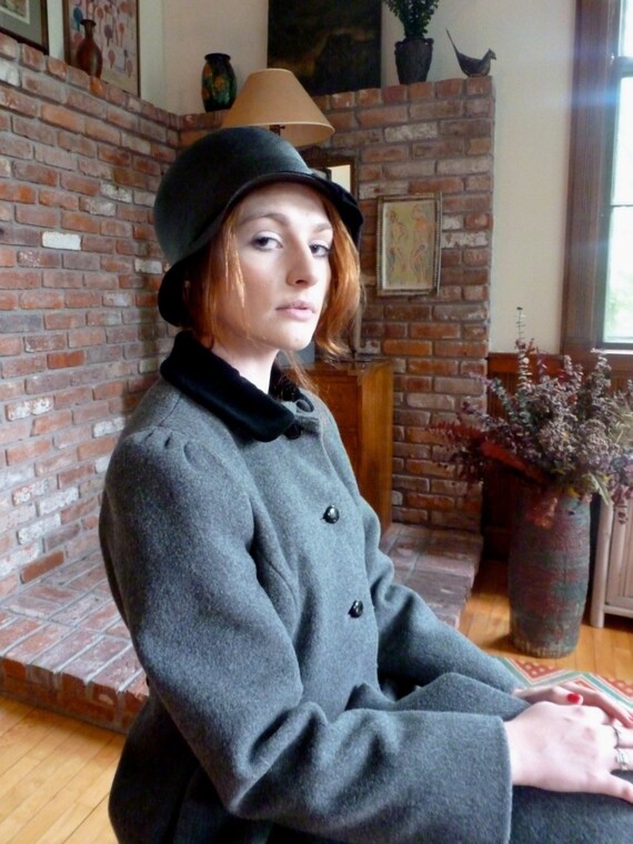1900s Black Straw Cloche Bucket Hat 1900s Edwardia