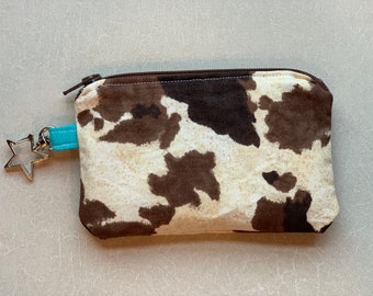 Cow Print Keychain Coin Purse