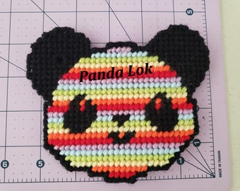 Rainbow Panda Tag/Magnet/Pin Plastic Canvas PDF Pattern Only - Instant Download **This is NOT a finished product**