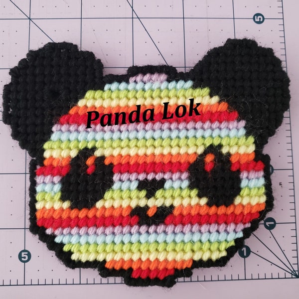 Rainbow Panda Tag/Magnet/Pin Plastic Canvas PDF Pattern Only - Instant Download **This is NOT a finished product**