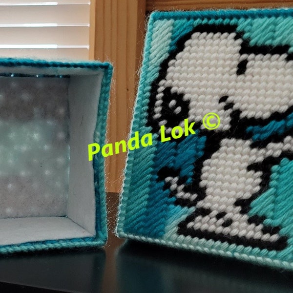 Snoopy Love Plastic Canvas Trinket Box with lid PDF Pattern Only - Instant Download *This is NOT a finished product*