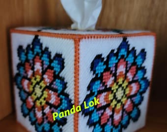 Snowflake Star Mandala Plastic Canvas Tissue Box Cover PDF Pattern Only - Instant Download *This is NOT a finished product*