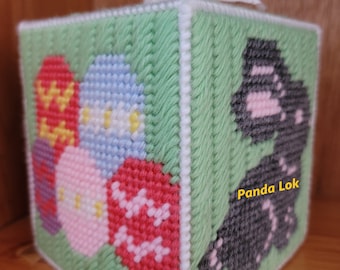 Easter Bunny and Color Eggs Plastic Canvas Tissue Box Cover PDF Pattern Only Instant Download This is NOT a finished product Boutique Tissue