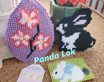 Set of 4 Easter Themed Plastic Canvas Patterns Instant Digital Download - Not a finished product. Make magnet, pin or decoration