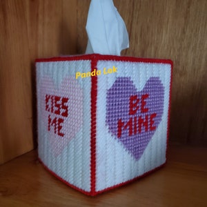 Valentine&#39;s Day Conversation Hearts Plastic Canvas Tissue Box Cover PDF Pattern Only - Instant Download ***This is NOT a finished product***