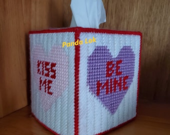 Valentine's Day Conversation Hearts Plastic Canvas Tissue Box Cover PDF Pattern Only - Instant Download ***This is NOT a finished product***