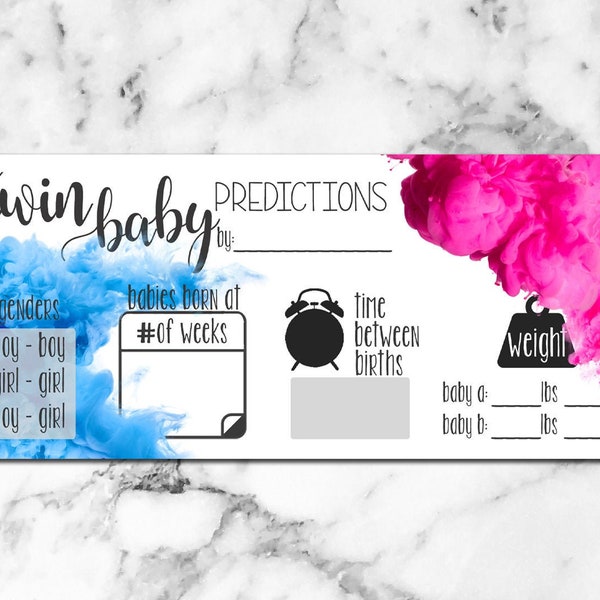 TWINS GENDER REVEAL game -  smoke bomb predictions guessing game - Instant Download - fromthenorth