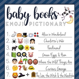 Emojispel babyshower – Books & Rhymes Pictionary (pdf-download)