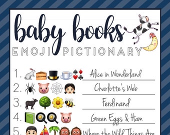 Baby Shower EMOJI Game - Baby Boy Books & Nursery Rhymes Guessing Game - Instant Download - from the NORTH