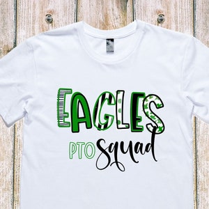 PTO T-shirt with Name of School Mascot - PTO / PTA Squad - Customize With Your School Colors