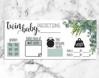 Twins Baby Shower Game – Predictions, Gender Reveal (Instant Download)