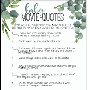 Baby Boy Movie Quote Game - Baby Shower Game - from the NORTH