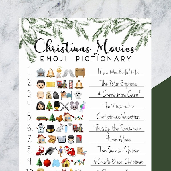 Classic Christmas Movie Game - Emoji Pictionary - Guess the movie title Instant Download Printable