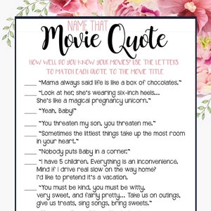 Baby Shower Game - Name That Movie Quote from Baby & Parenting Movies - instant download