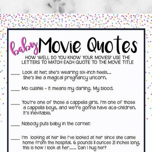 Baby Shower Game: Name That Movie Quote Baby & Parenting Movies - Instant Download